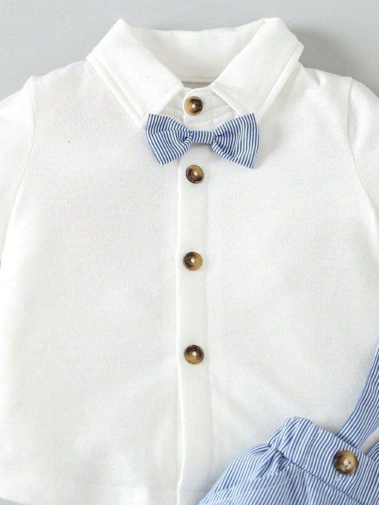 Baby Bow Tie Blue And White Stripe Gentleman Set
