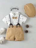 Baby 3 Piece Patterned Short Sleeve Suspender Set