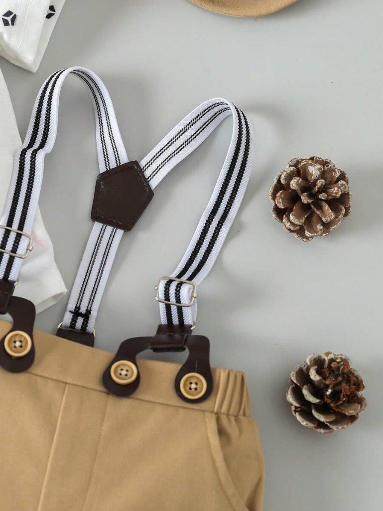 Baby 3 Piece Patterned Short Sleeve Suspender Set