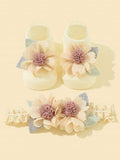 Baby Flower Decor Socks With Headband 0-3 Months