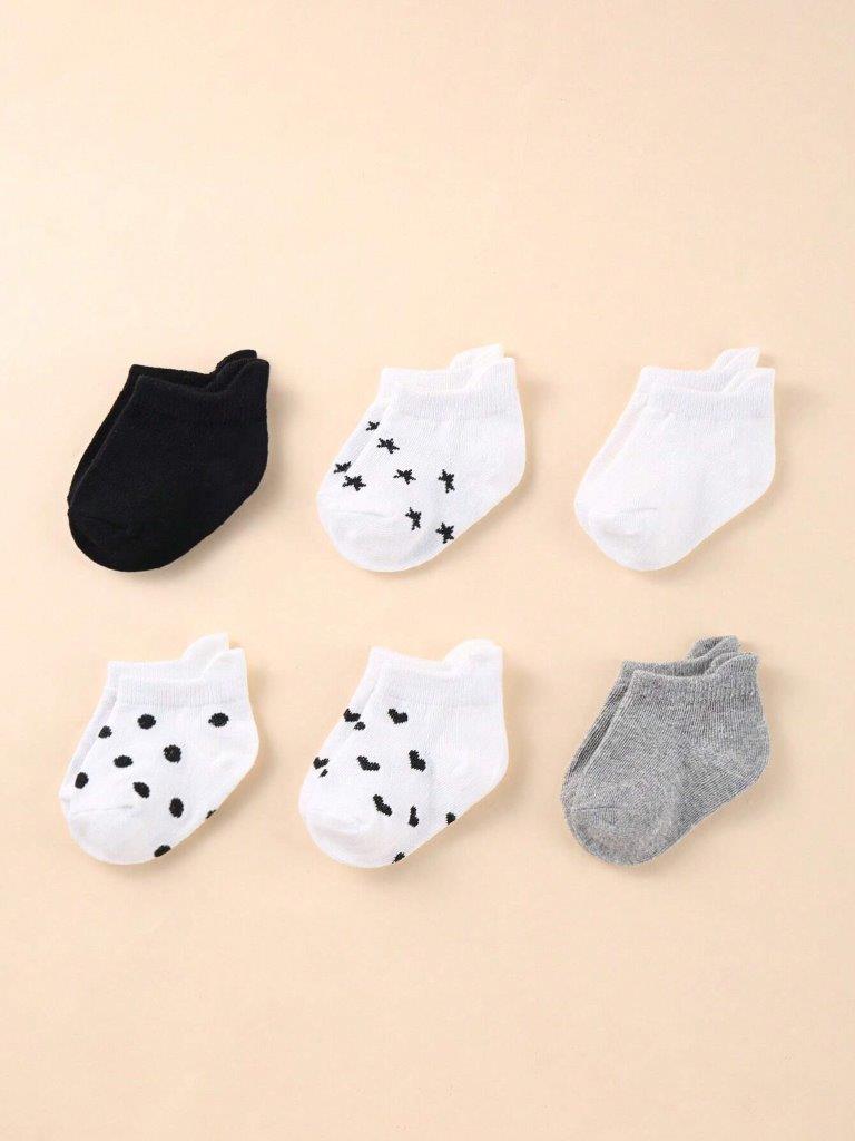 Baby Set of 6 Heart And Star Socks (6-12months)