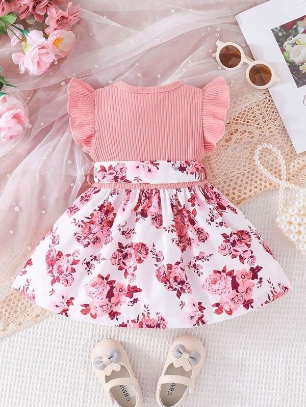 Baby Floral Print Pink Dress