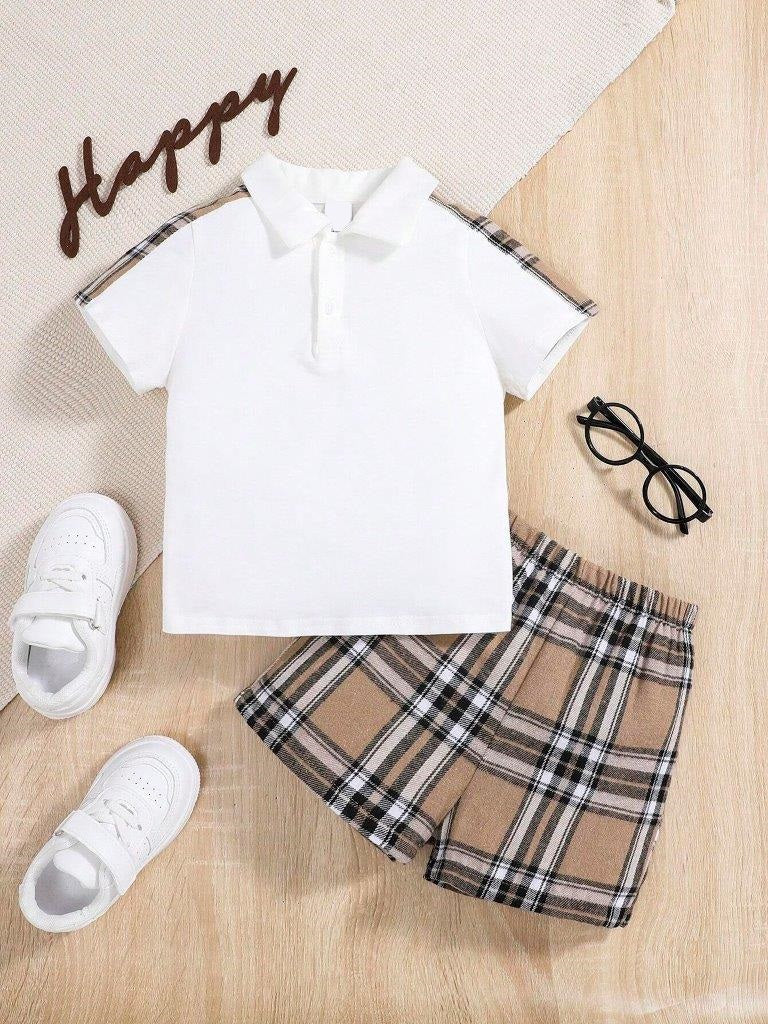 Baby Golf Tee And Plaid Shorts Set