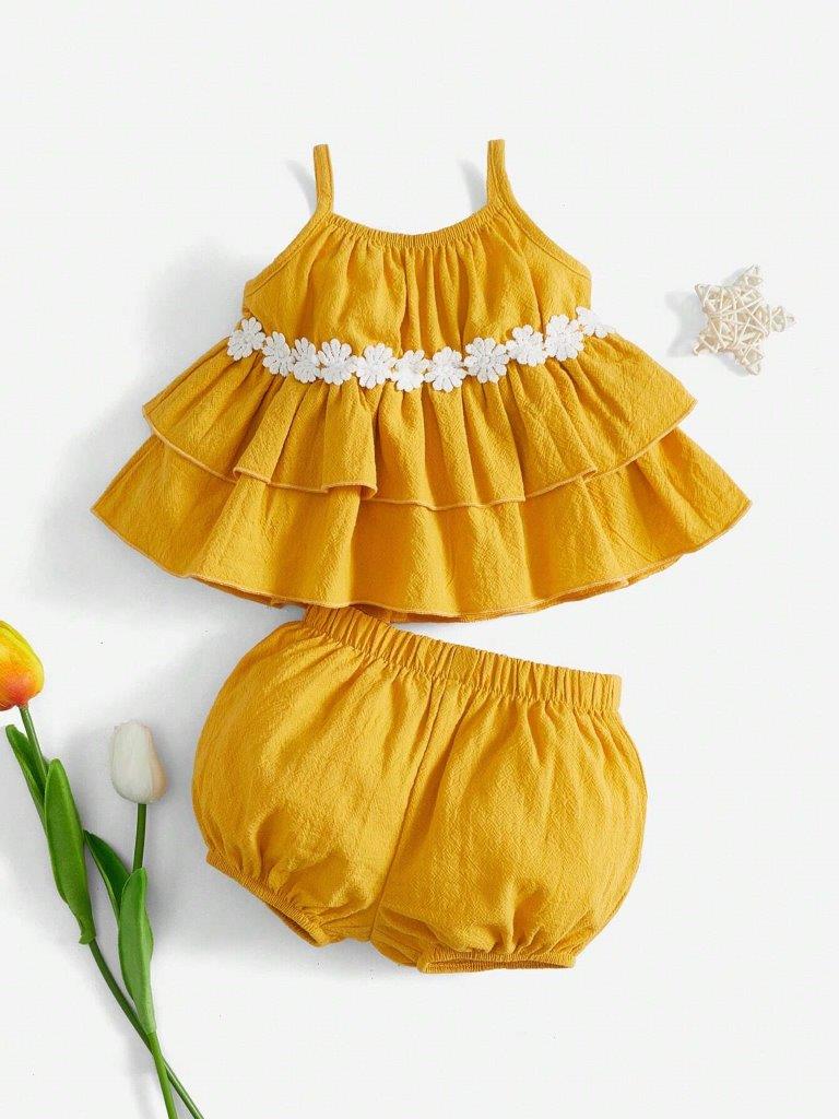 Baby Ruffle Cami Top And Shorts Set