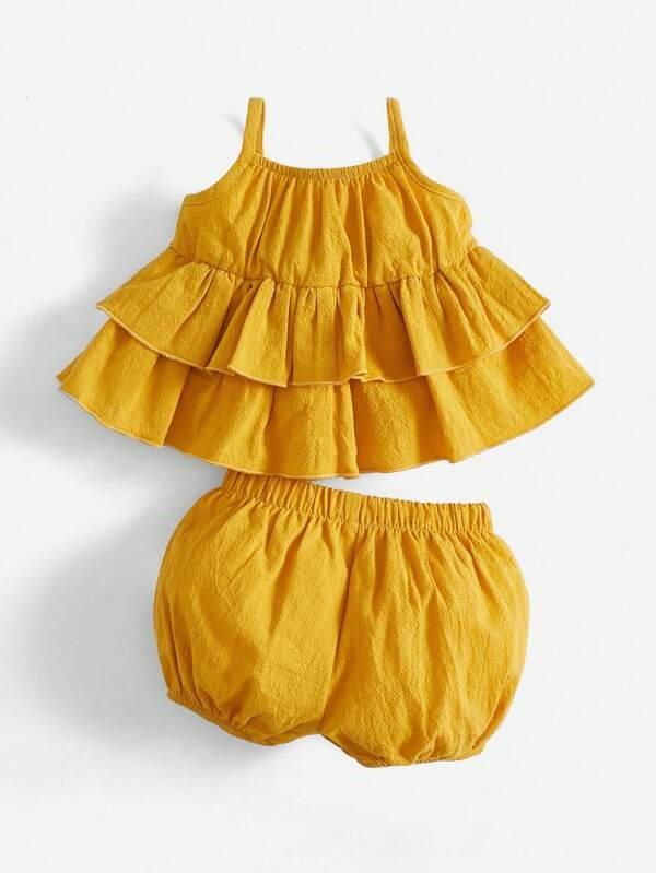 Baby Ruffle Cami Top And Shorts Set