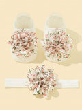 Baby White Floral Flower Socks With Headband