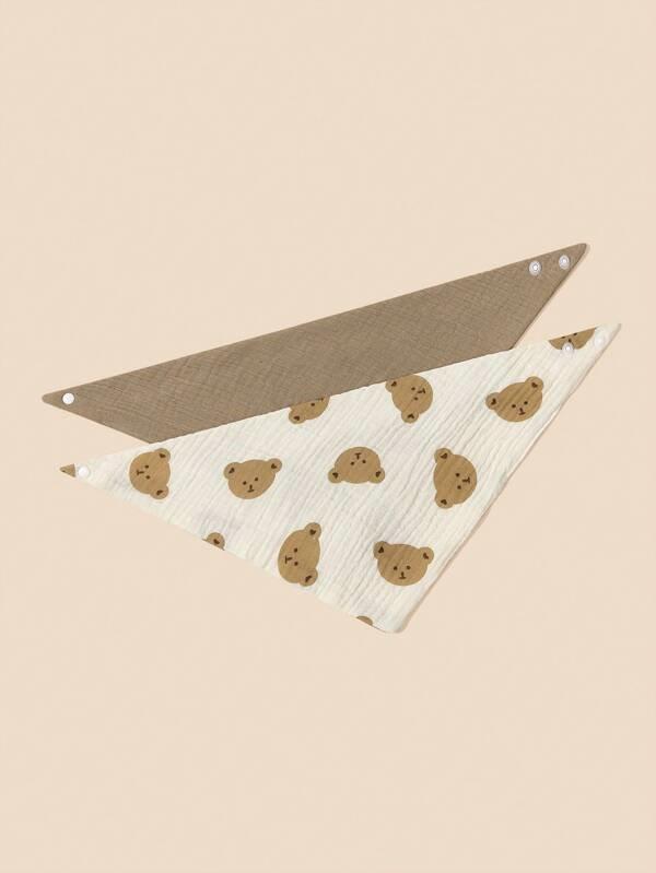 100% Cotton Stylish Bandana Bibs 2 Piece TeddyBear