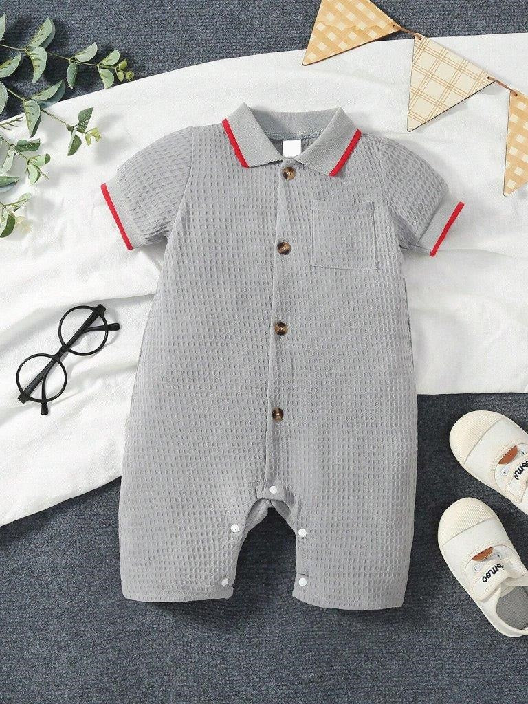 Baby Waffle Knit Button Romper