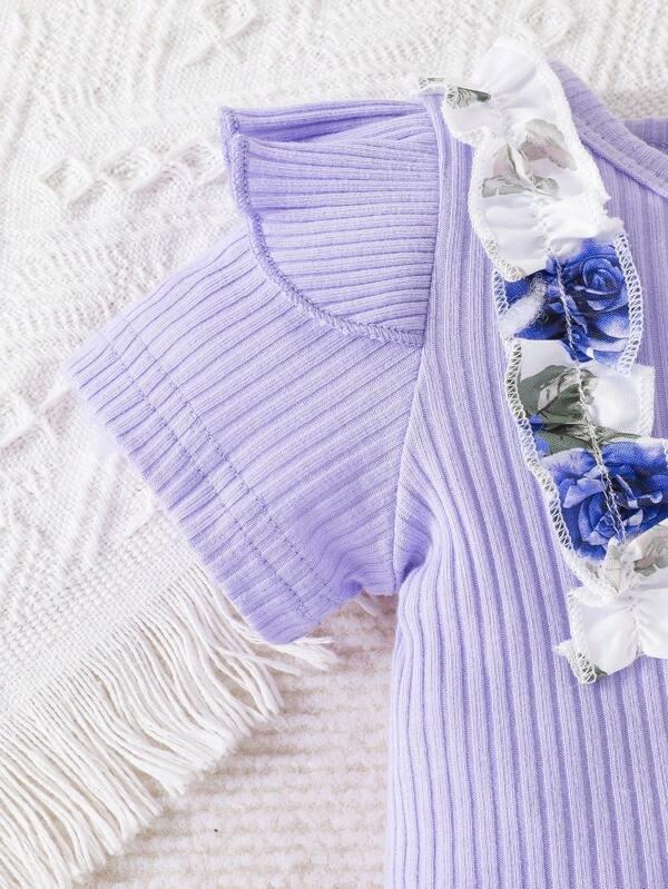 Baby 3 Piece Ruffle Trim Bodysuit Set