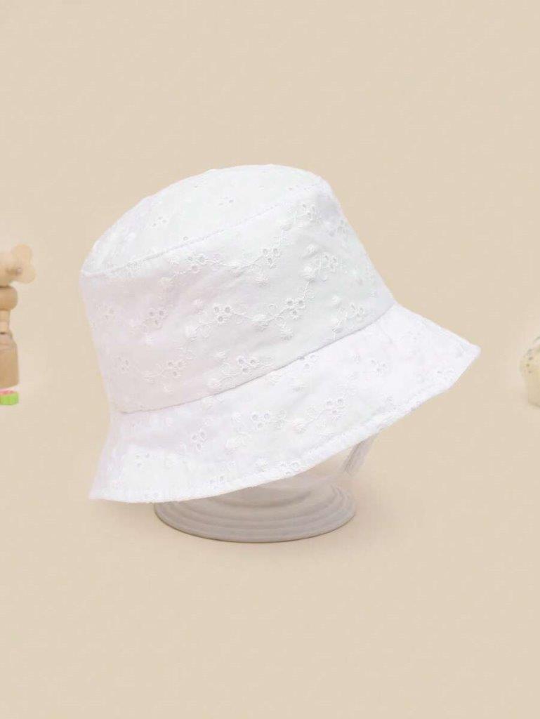 Baby White Embroidered Bucket Hat 3-6 Months