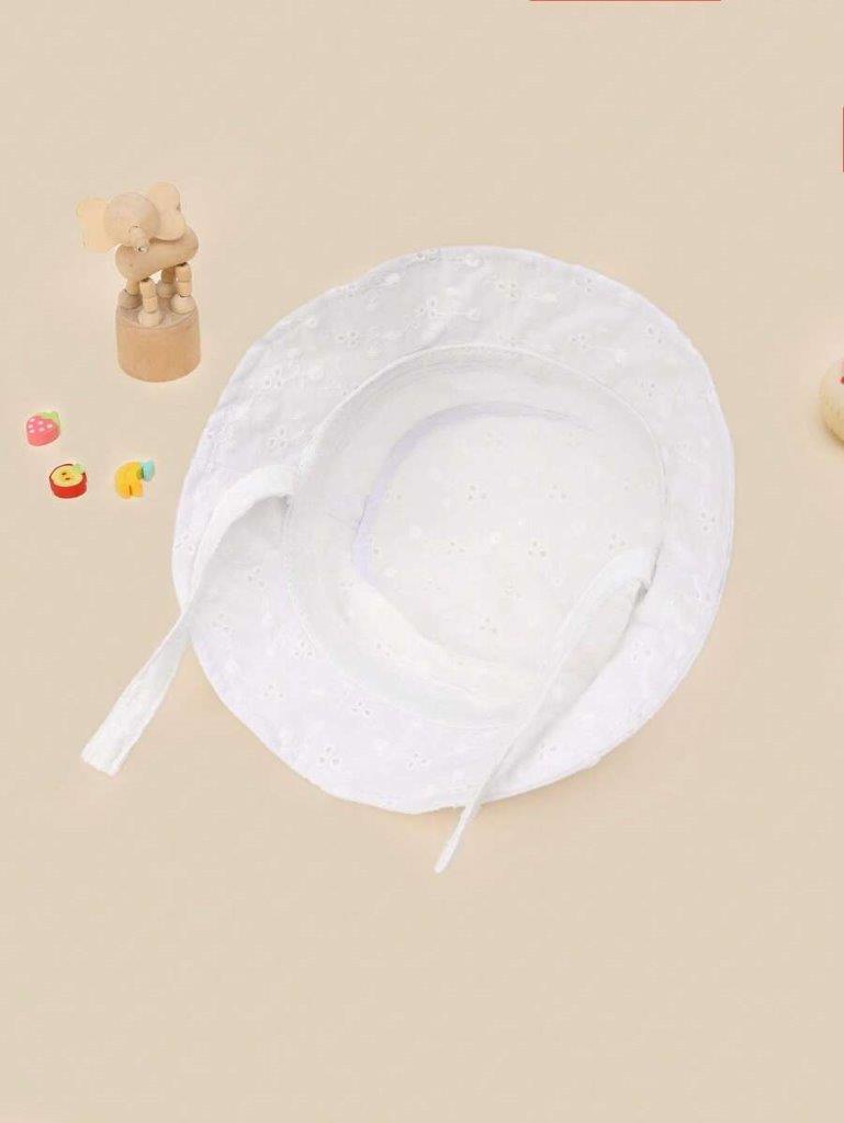 Baby White Embroidered Bucket Hat 3-6 Months