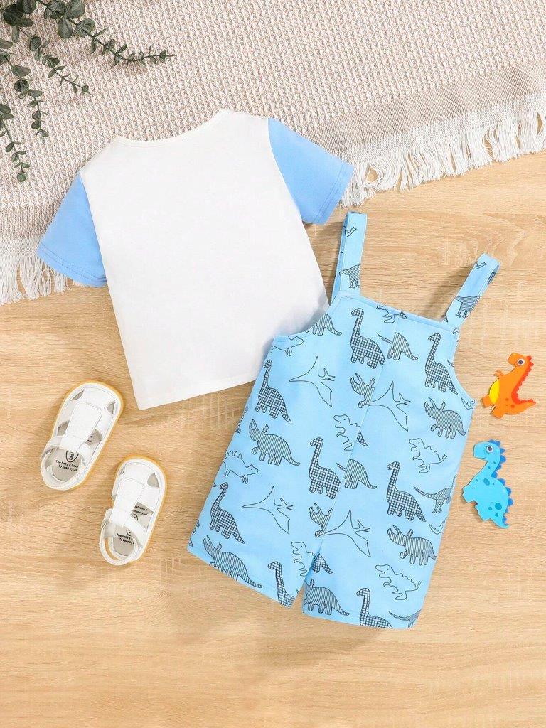 Baby Dino Overall Romper Set