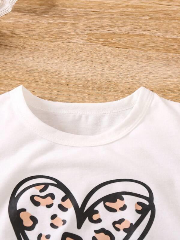 Toddler Girls Heart Print Tee And Skirt Set