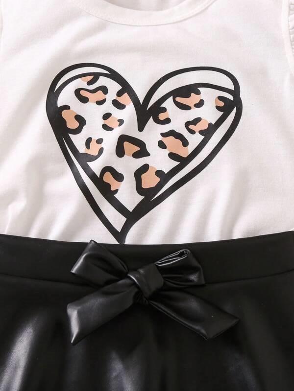 Toddler Girls Heart Print Tee And Skirt Set