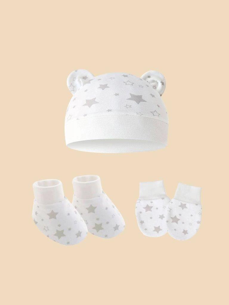Baby 3 Piece Star Print Beanie Set