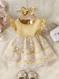 Baby Lace Ruffle Dress Gold