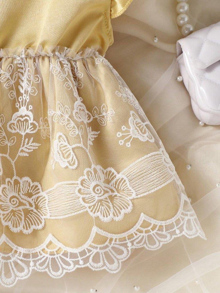 Baby Lace Ruffle Dress Gold