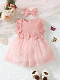 Baby Ribbed Double Bow Front Dress Set