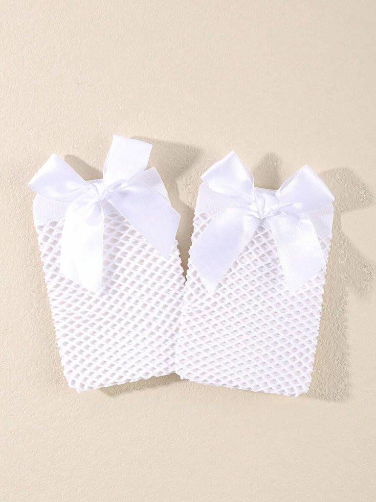 Baby Bow Net Socks White 6-12 Months