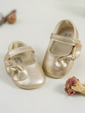 Baby Gold Side Bow Shoes