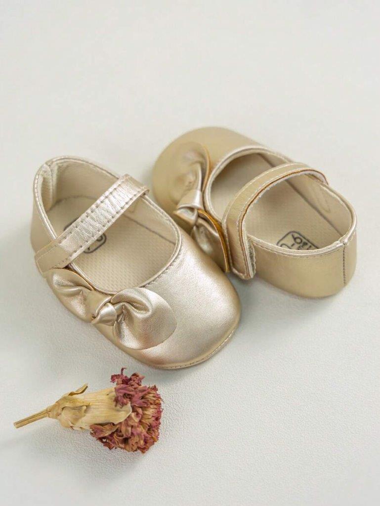 Baby Gold Side Bow Shoes