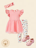 Baby Mesh Tee And Pants Without Headband Set