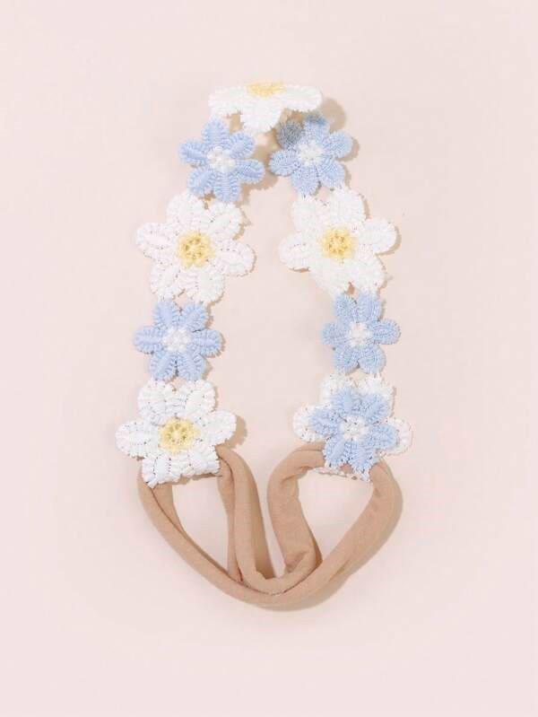 Baby 3 Piece Flower Headband Set Blue