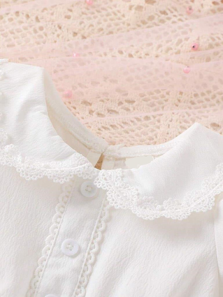 Baby White Peter Pan Color Puff Sleeve Dress