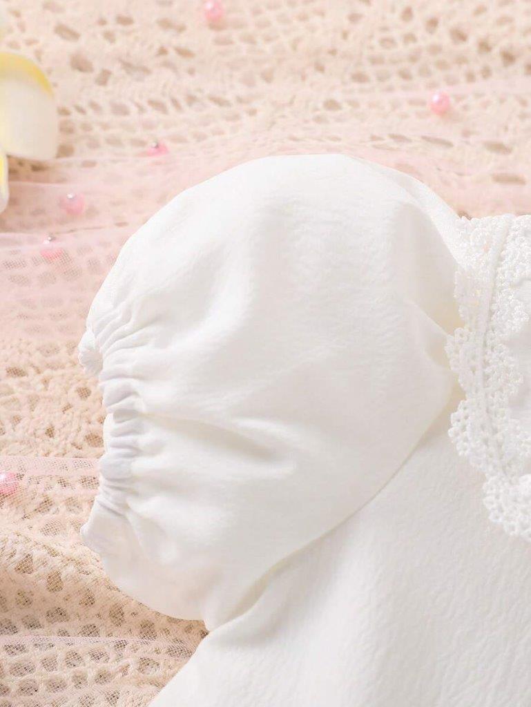Baby White Peter Pan Color Puff Sleeve Dress