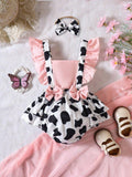 Baby Ruffle Trim Double Bow Bodysuit Dress