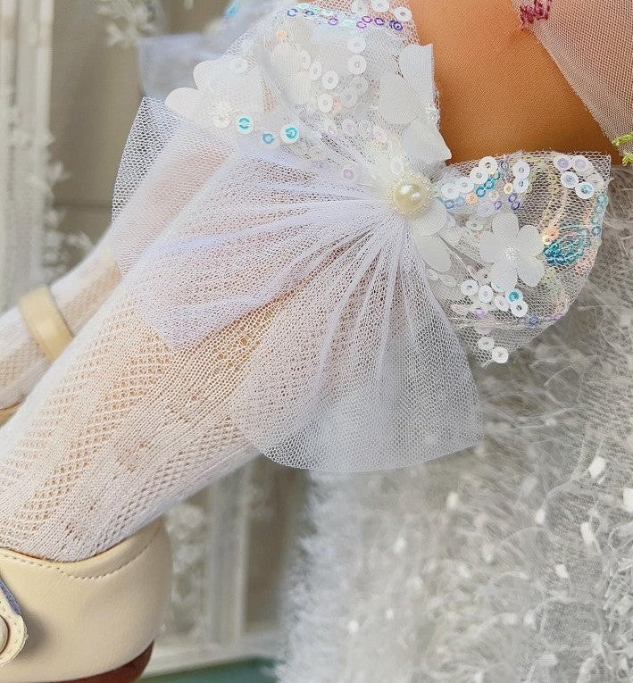 Baby Decor Bow Net Socks White