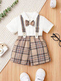 Baby Suspenders Plaid Set