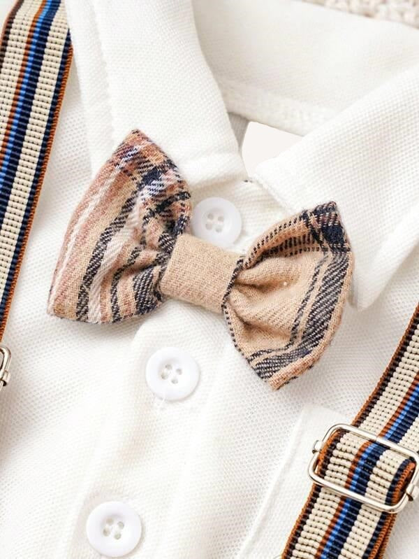 Baby Suspenders Plaid Set