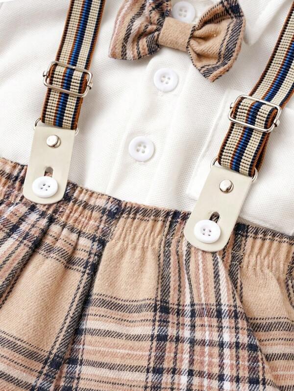 Baby Suspenders Plaid Set