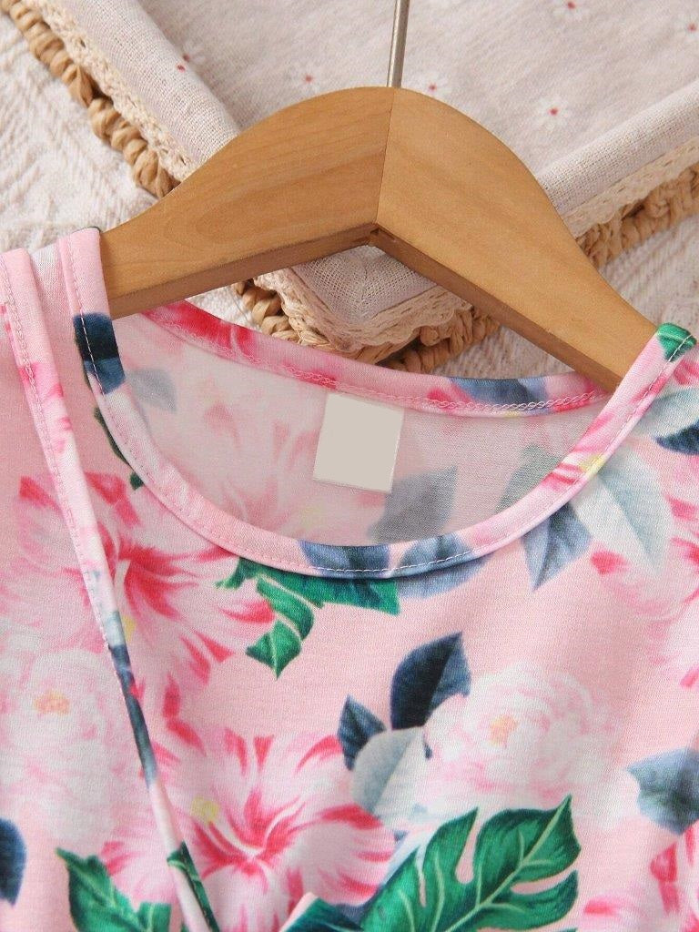 Toddler Girls Floral Print Dress With Bag