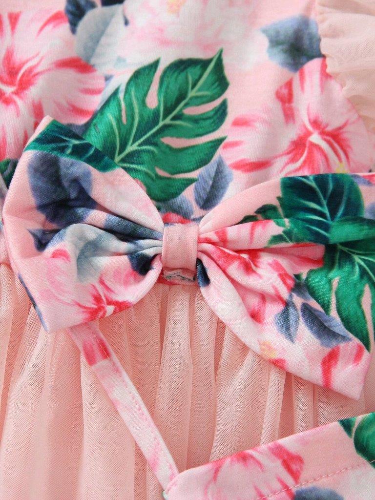 Toddler Girls Floral Print Dress With Bag