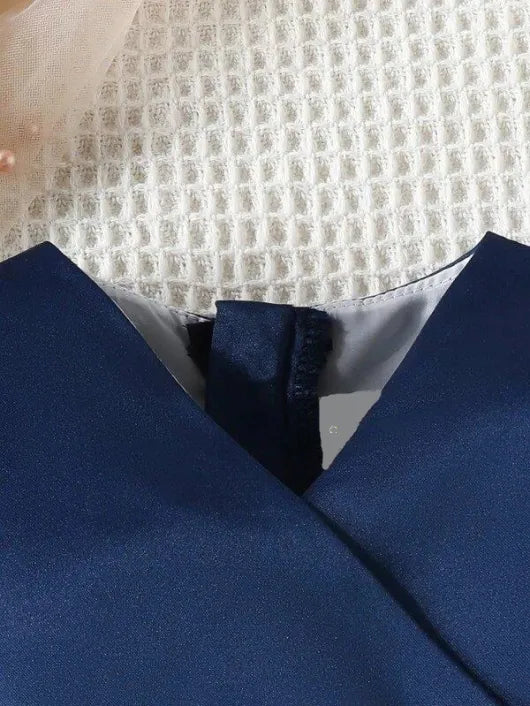 Baby Side Bow Detailed Dress Navy Blue