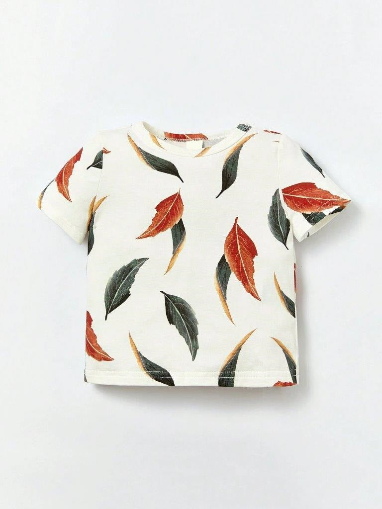 Baby leaf Print Tee and Pants Set