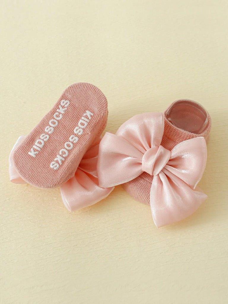 Baby Ankle Socks With Silk Bow Pink