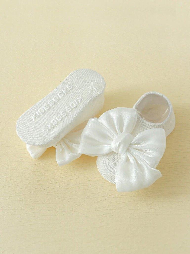 Baby Ankle Socks With Silk Bow White