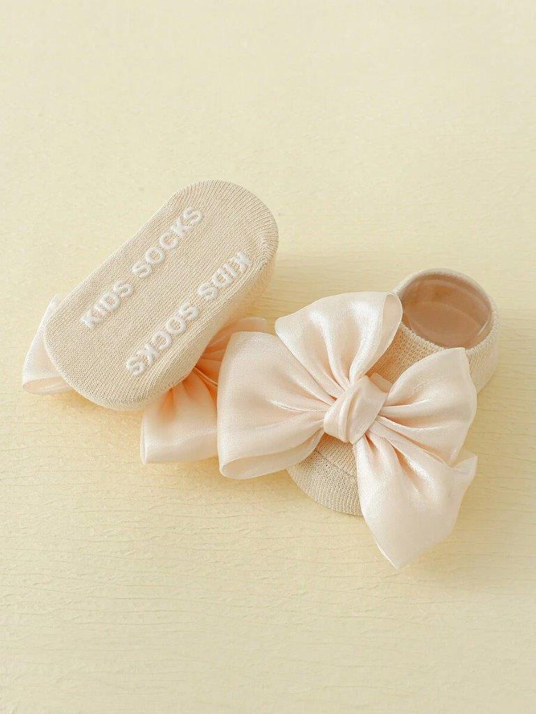 Baby Ankle Socks With Silk Bow Apricot