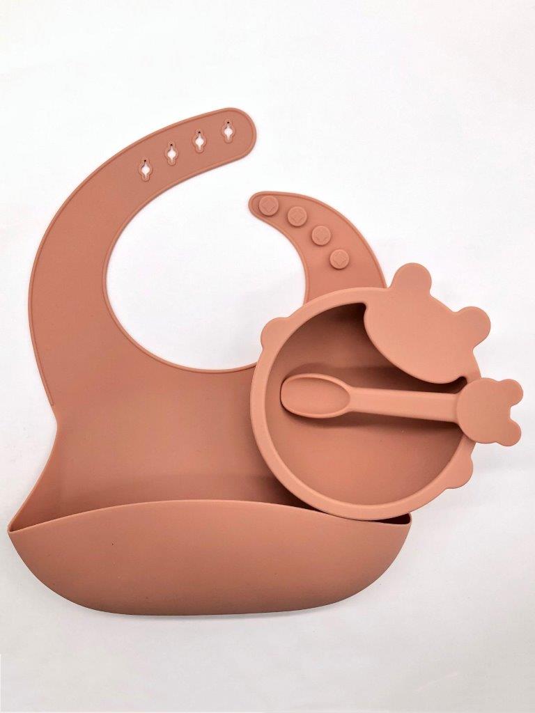 Baby Silicone 3 Piece Feeding Bib Set
