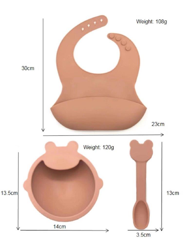 Baby Silicone 3 Piece Feeding Bib Set