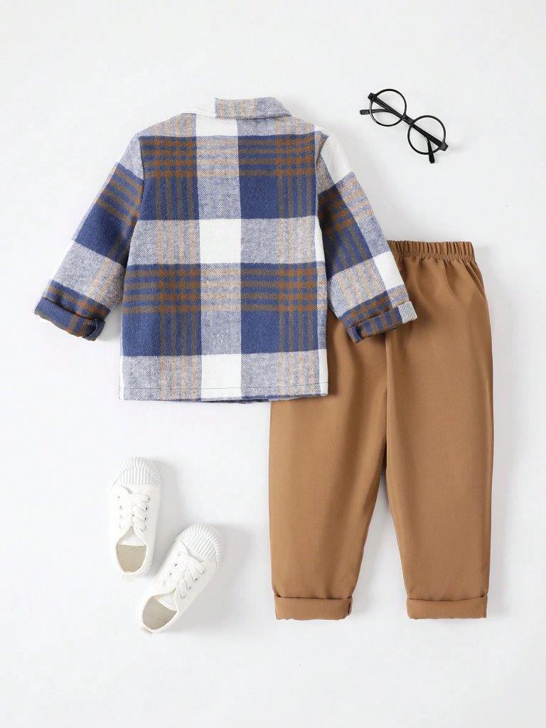 Toddler Boys Plaid Shirt And Pants Set