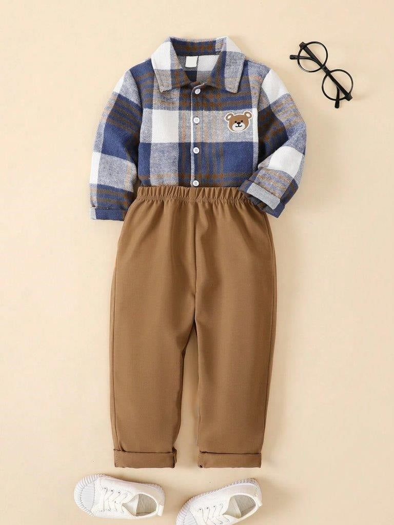 Toddler Boys Plaid Shirt And Pants Set