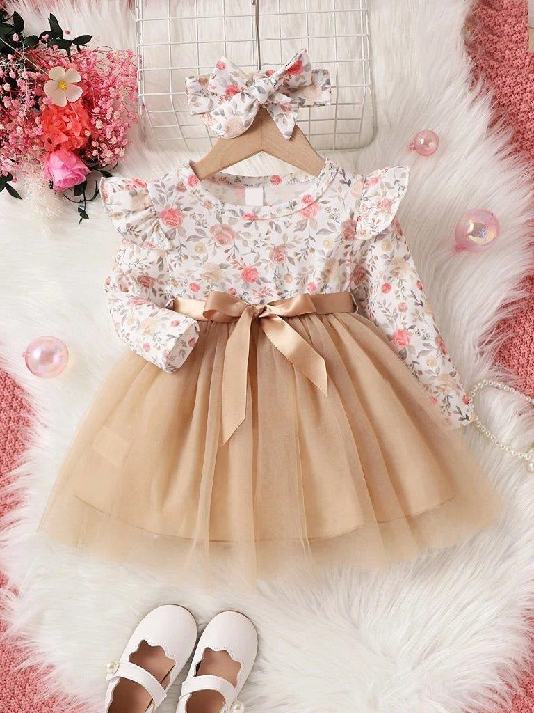 Baby Floral Print Belted Dress
