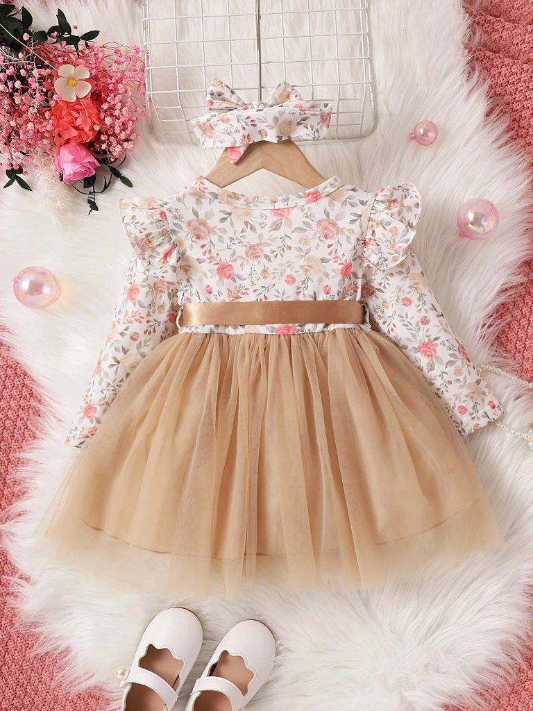 Baby Floral Print Belted Dress