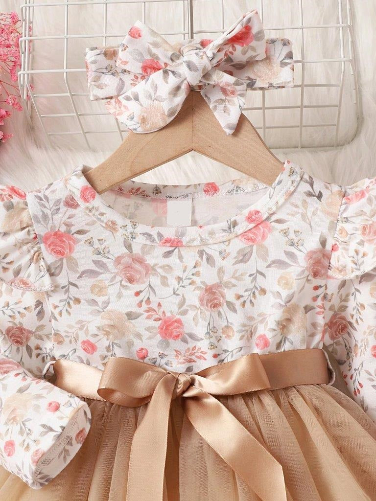 Baby Floral Print Belted Dress