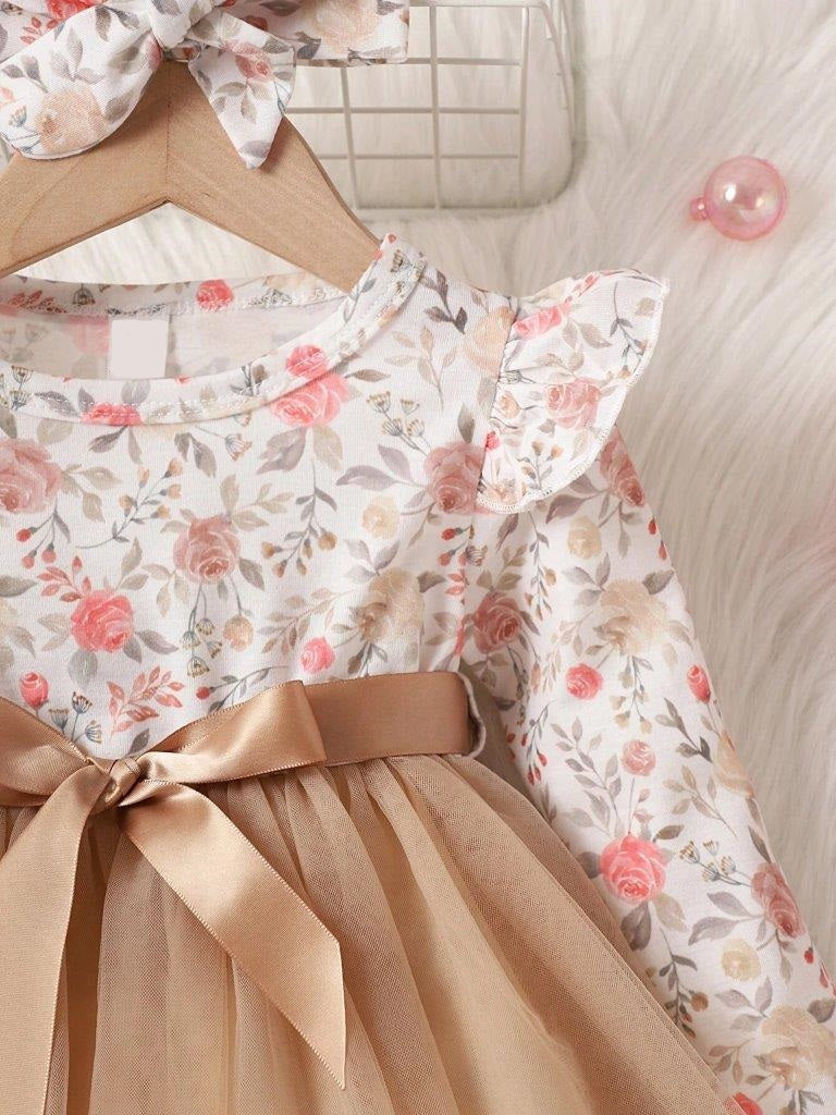 Baby Floral Print Belted Dress