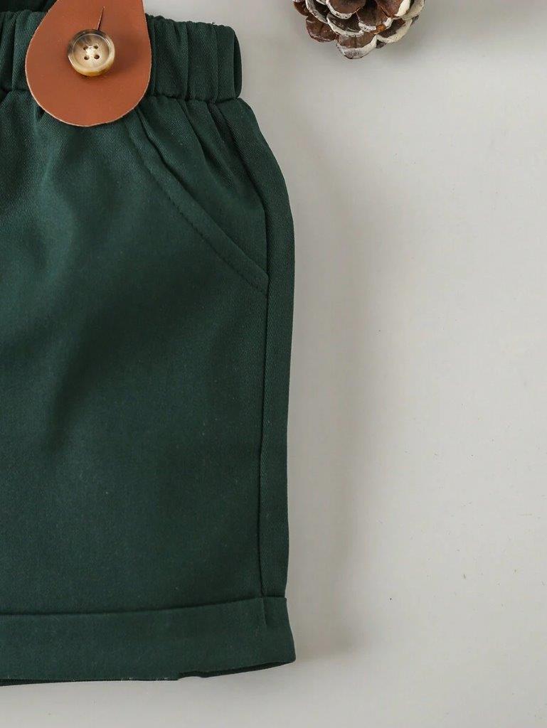 Baby 3 Piece Short Sleeve Suspender Set Green